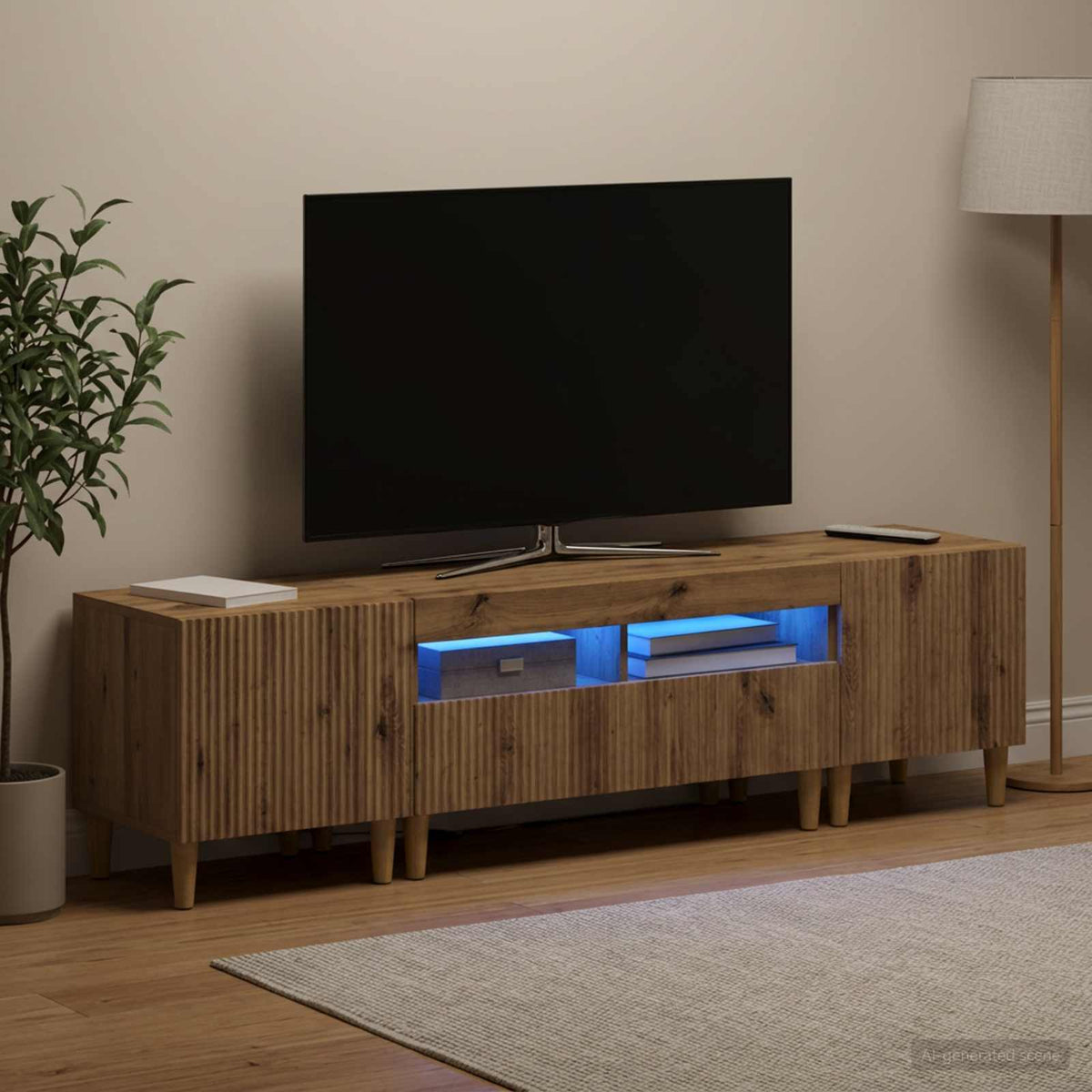 3 Piece LED TV Cabinet ARNHEM 3 pcs Engineered Wood Artisan oak 81 cm