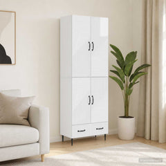 Cabinet Set 2 pcs Engineered Wood High gloss white