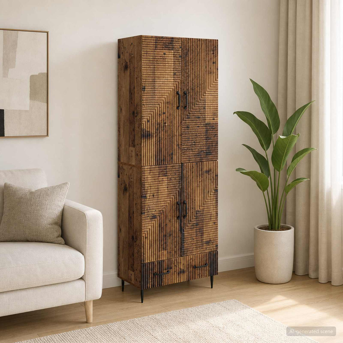 Cabinet Set 2 pcs Engineered Wood Old wood