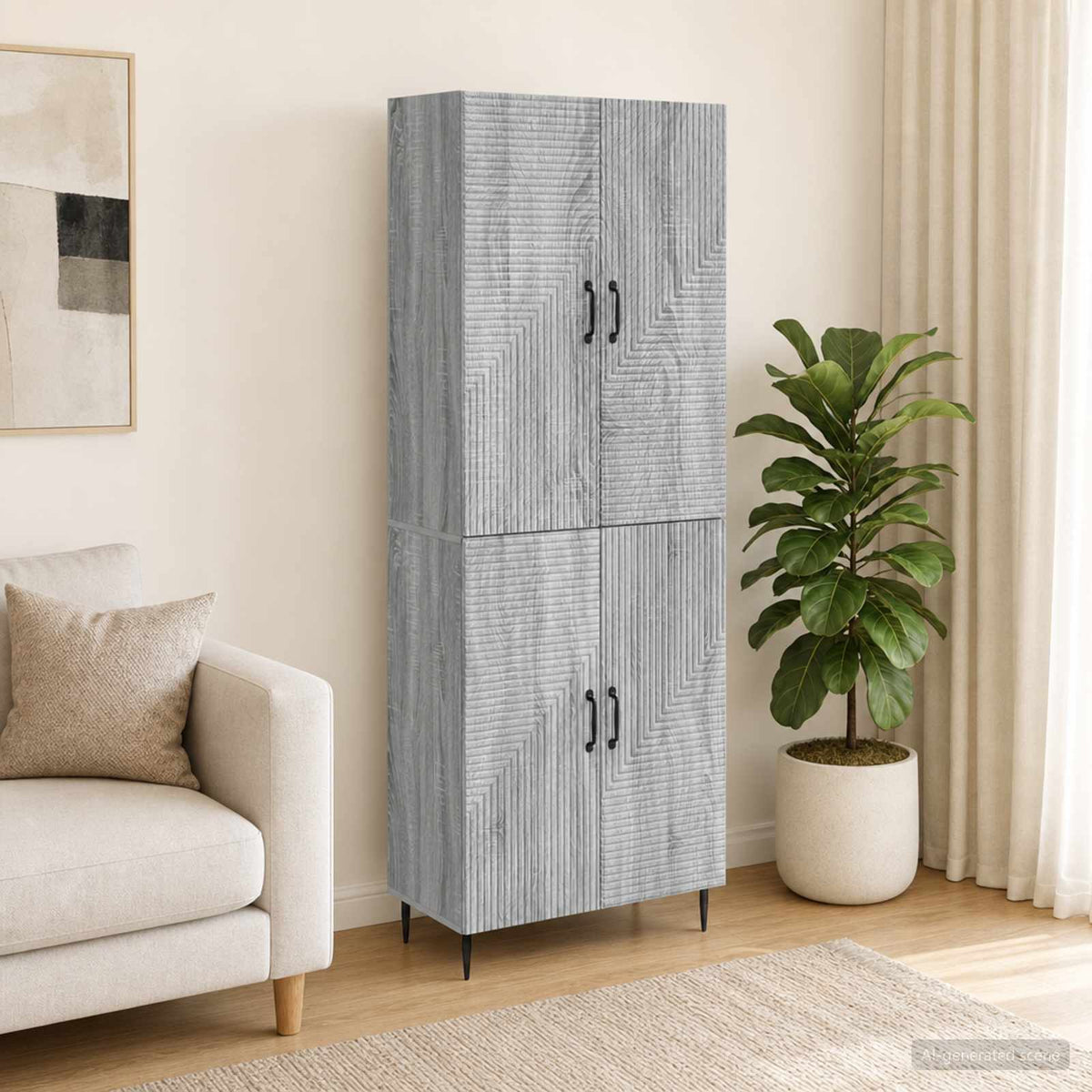 vidaXL Cabinet Set 2 pcs Grey Sonoma 66 x 34.5 x 89.5 cm 1