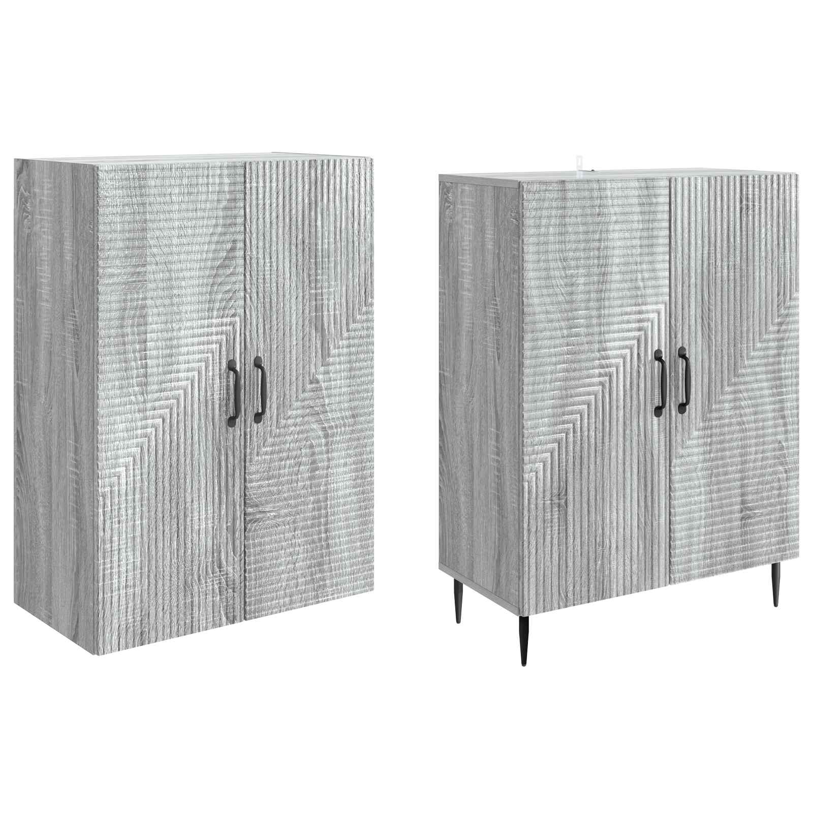 vidaXL Cabinet Set 2 pcs Grey Sonoma 66 x 34.5 x 89.5 cm 4