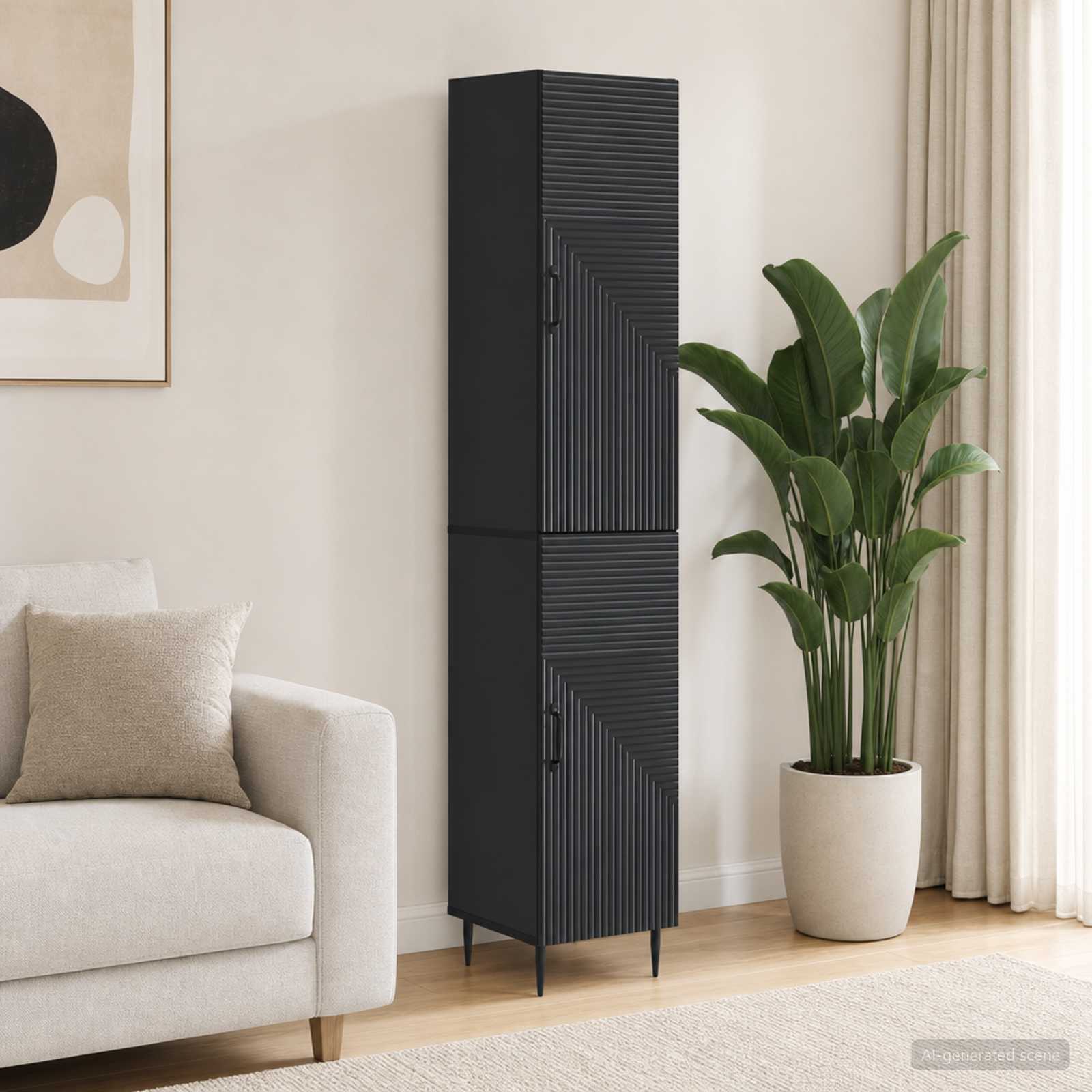 vidaXL Cabinet Set 2 pcs Black 33 x 34.5 x 89.5 cm Engineered Wood 1