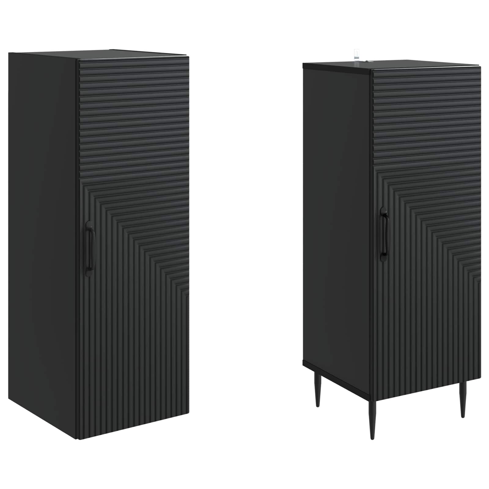 vidaXL Cabinet Set 2 pcs Black 33 x 34.5 x 89.5 cm Engineered Wood 4