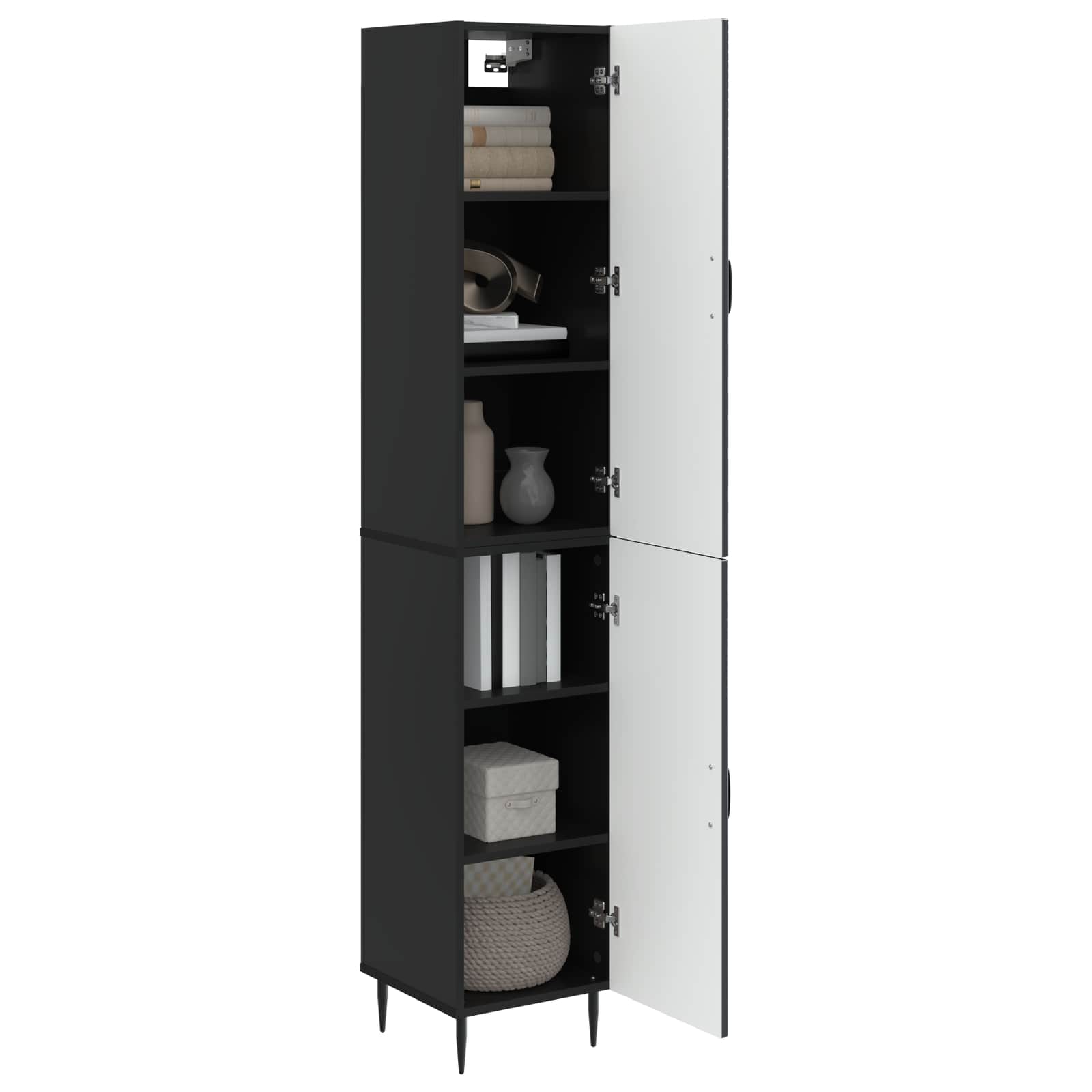 vidaXL Cabinet Set 2 pcs Black 33 x 34.5 x 89.5 cm Engineered Wood 3