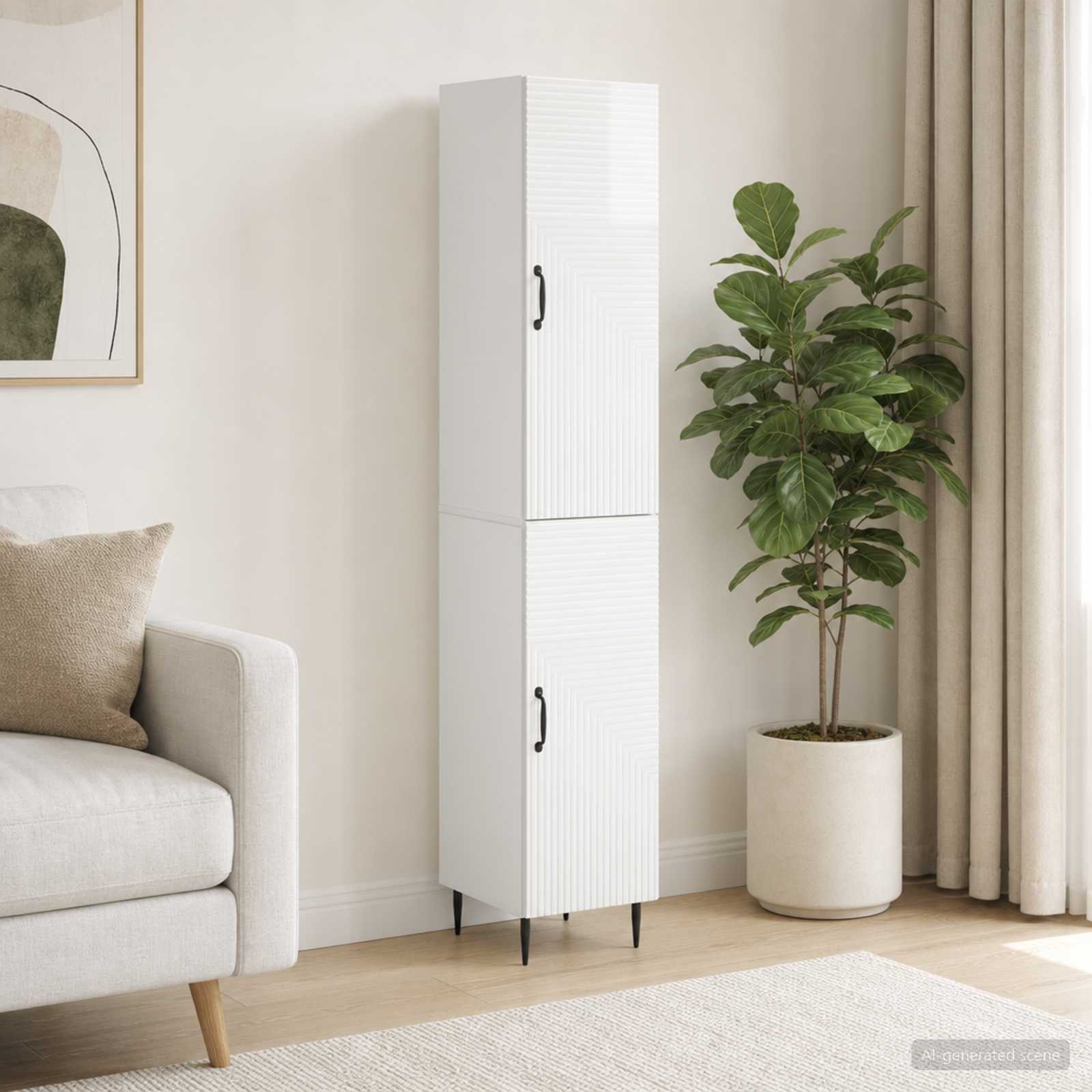 vidaXL Cabinet Set 2 pcs High Gloss White 33 x 34.5 x 89.5 cm 1