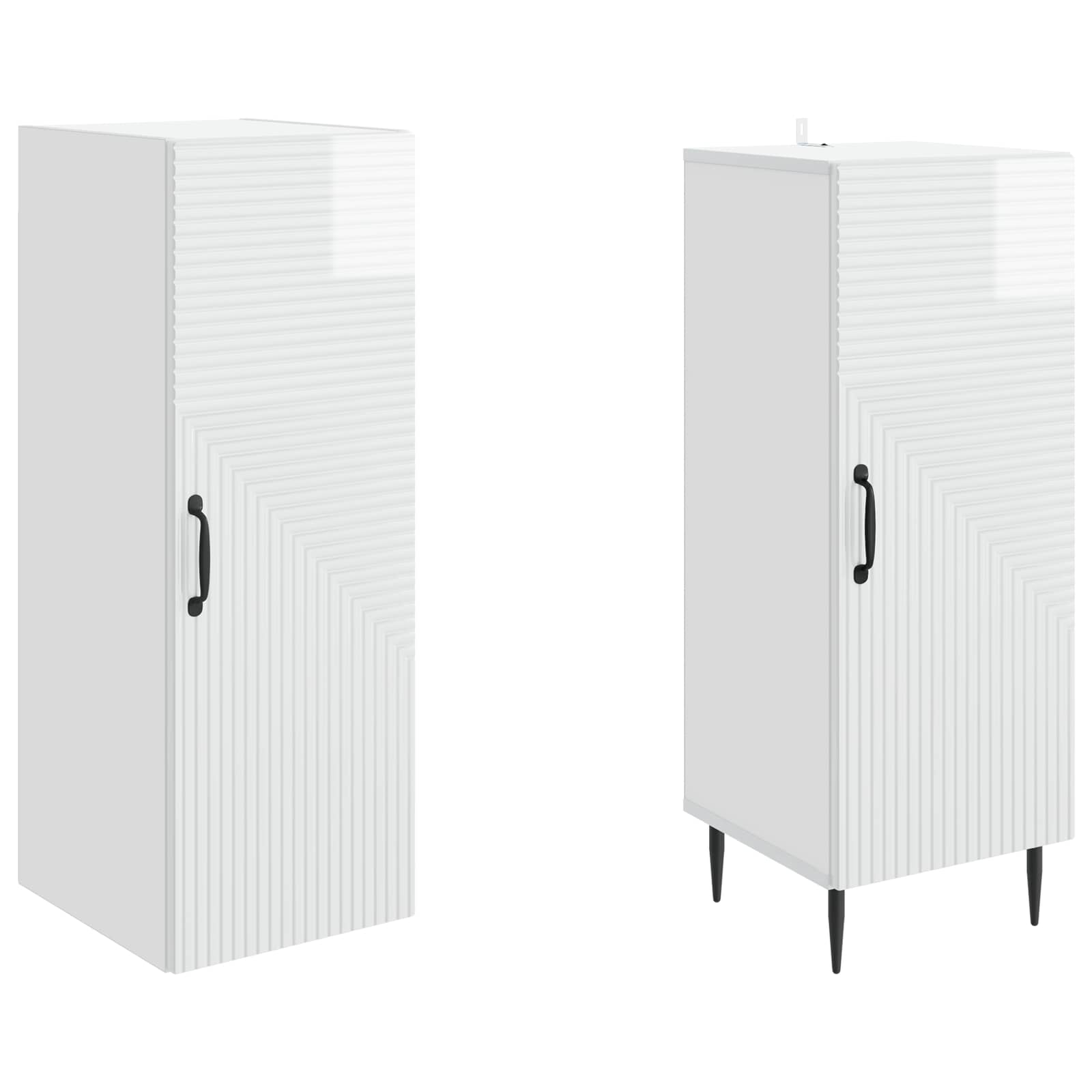 vidaXL Cabinet Set 2 pcs High Gloss White 33 x 34.5 x 89.5 cm 4