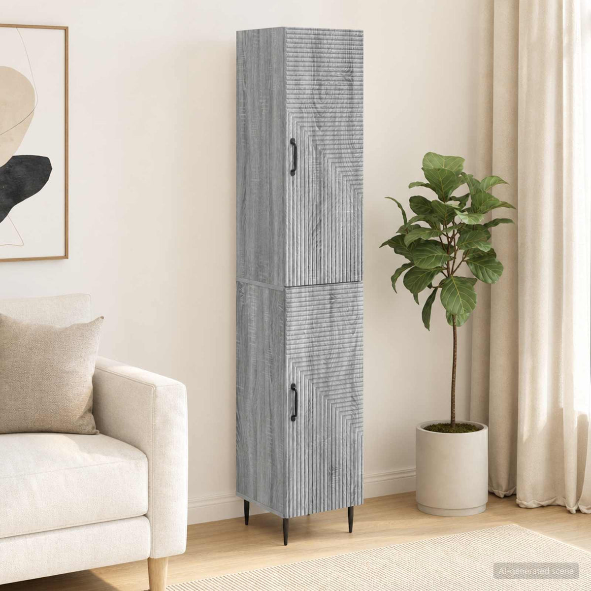 vidaXL Cabinet Set 2 pcs Grey Sonoma 33 x 34.5 x 89.5 cm 1