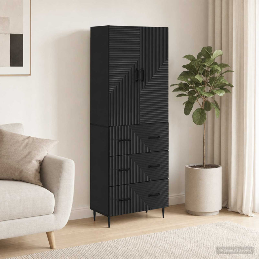 vidaXL Cabinet Set 2 pcs 66 x 34.5 x 90 cm Engineered Wood Black 1