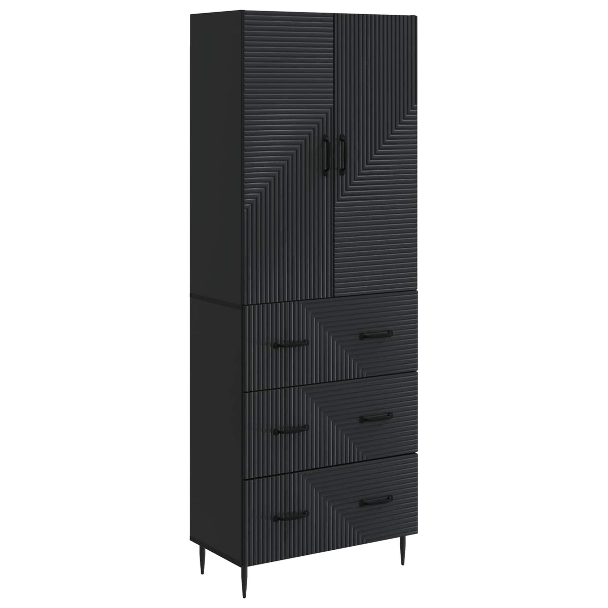 Cabinet Set 2 pcs Engineered Wood Black, image 2