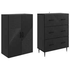 Cabinet Set 2 pcs Engineered Wood Black, image 4
