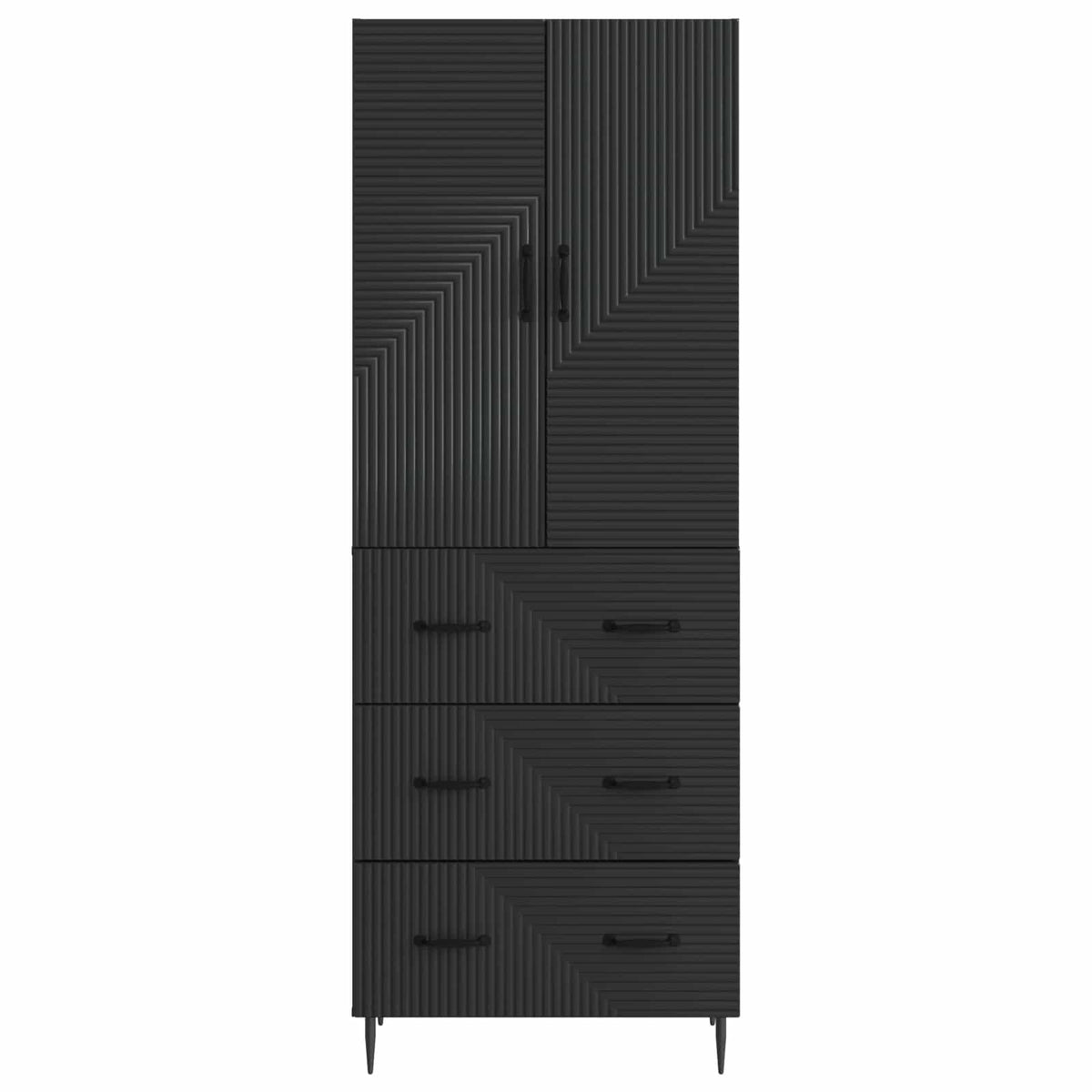 Cabinet Set 2 pcs Engineered Wood Black, image 5