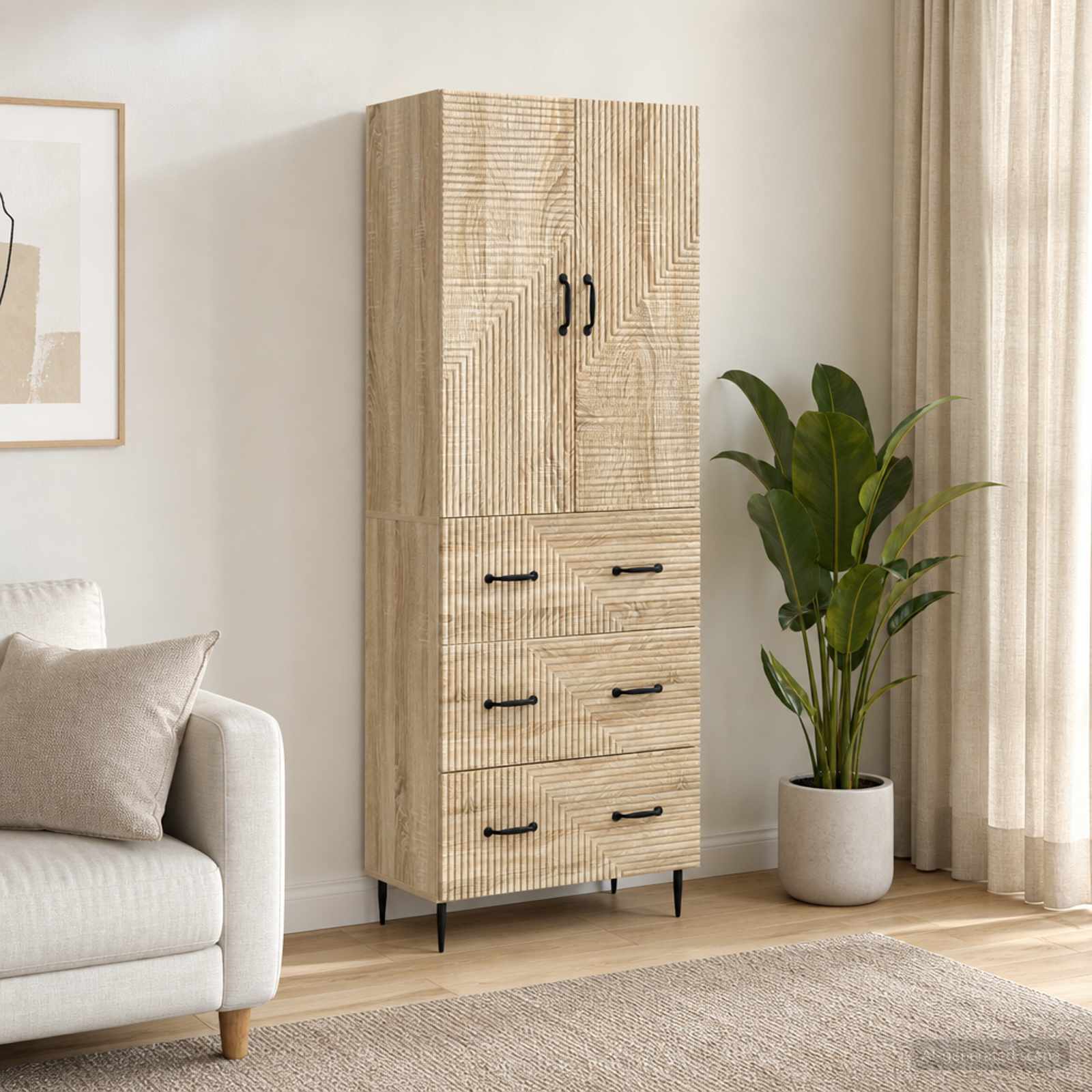 vidaXL Cabinet Set 2 pcs 66 x 34.5 x 90 cm Engineered Wood Sonoma Oak 1