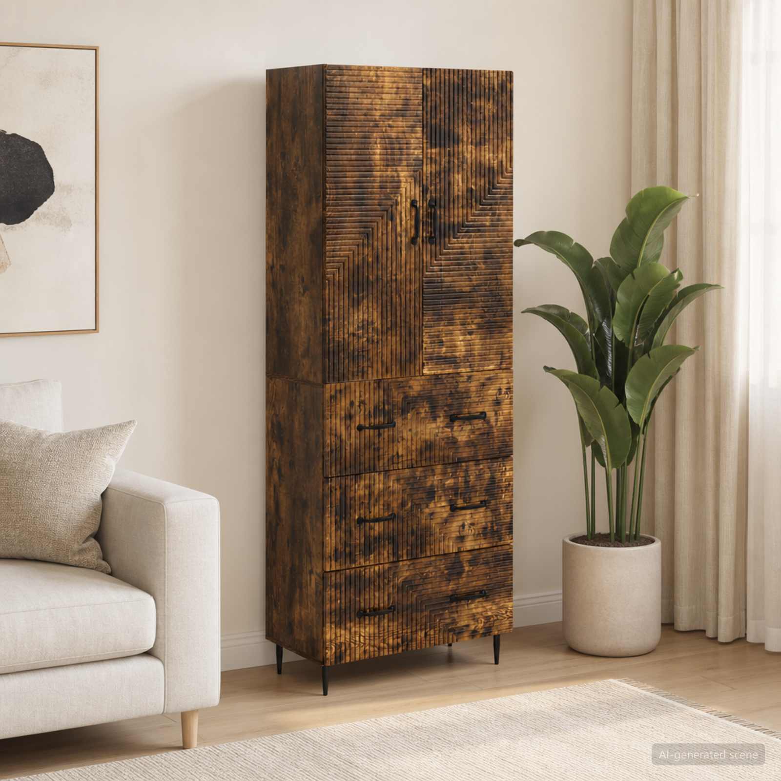 vidaXL Cabinet Set 2 pcs 66 x 34.5 x 90 cm Engineered Wood Smoked Oak 1