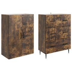 vidaXL Cabinet Set 2 pcs 66 x 34.5 x 90 cm Engineered Wood Smoked Oak 4
