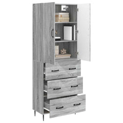 vidaXL Cabinet Set 2 pcs 66 x 34.5 x 90 cm Engineered Wood Grey Sonoma 3