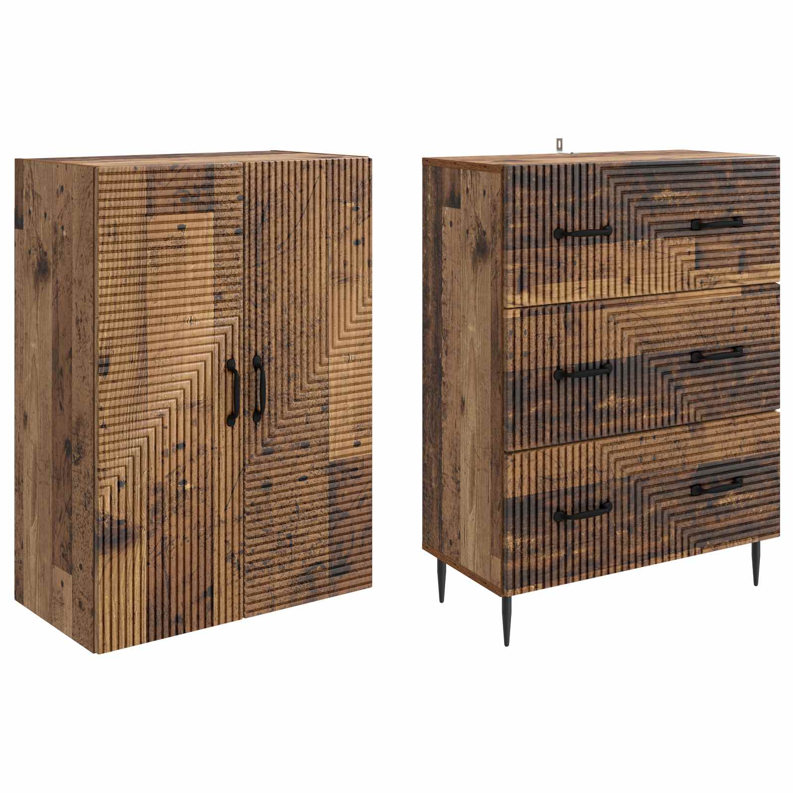 vidaXL Cabinet Set 2 pcs 66 x 34.5 x 90 cm Engineered Wood Old Wood 4