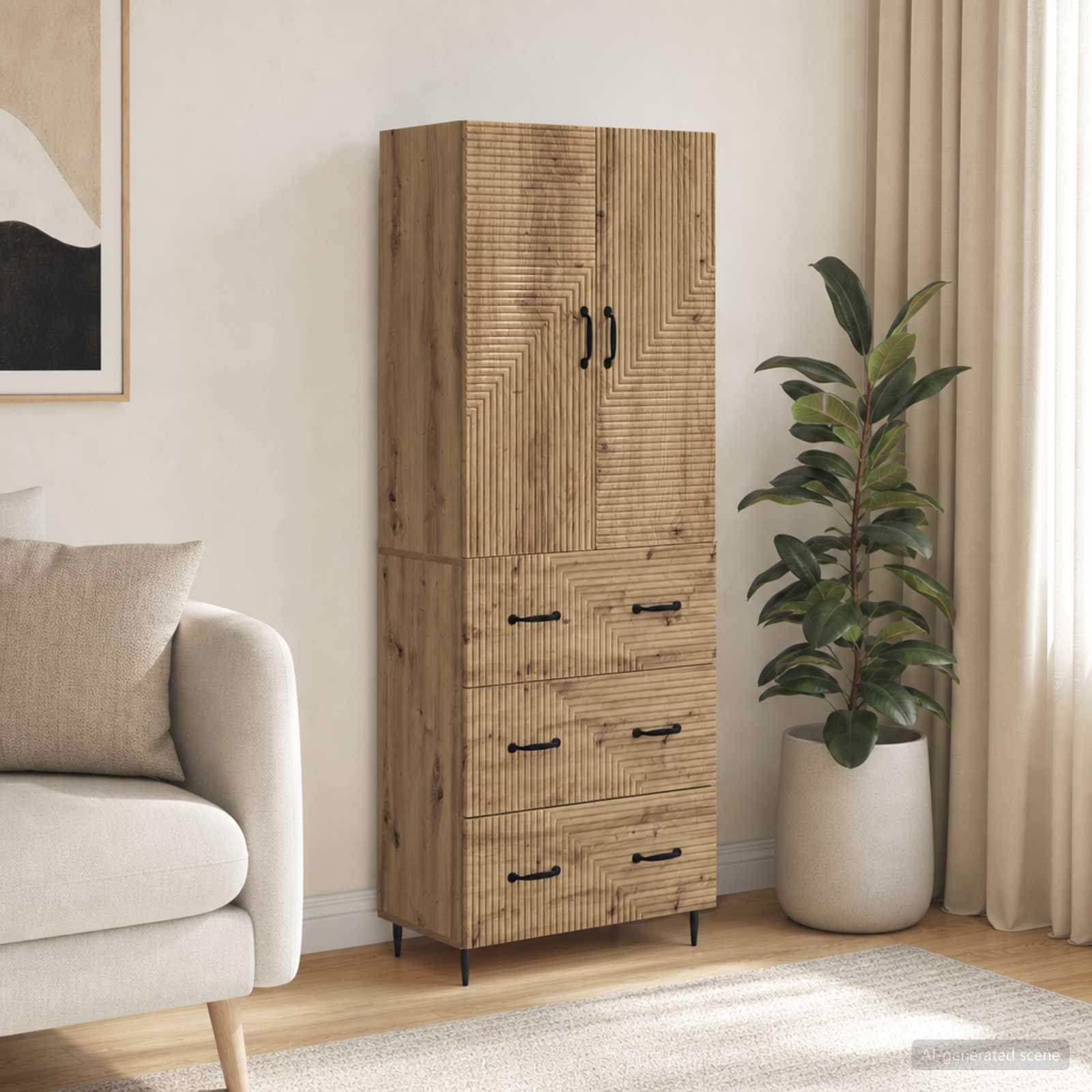 vidaXL Cabinet Set 2 pcs 66 x 34.5 x 90 cm Engineered Wood Artisan Oak 1