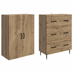 vidaXL Cabinet Set 2 pcs 66 x 34.5 x 90 cm Engineered Wood Artisan Oak 4