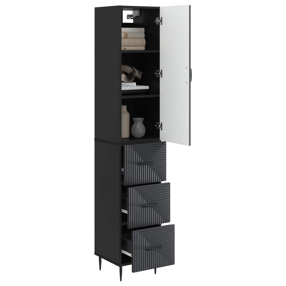 Cabinet Set 2 pcs Engineered Wood Black, image 3
