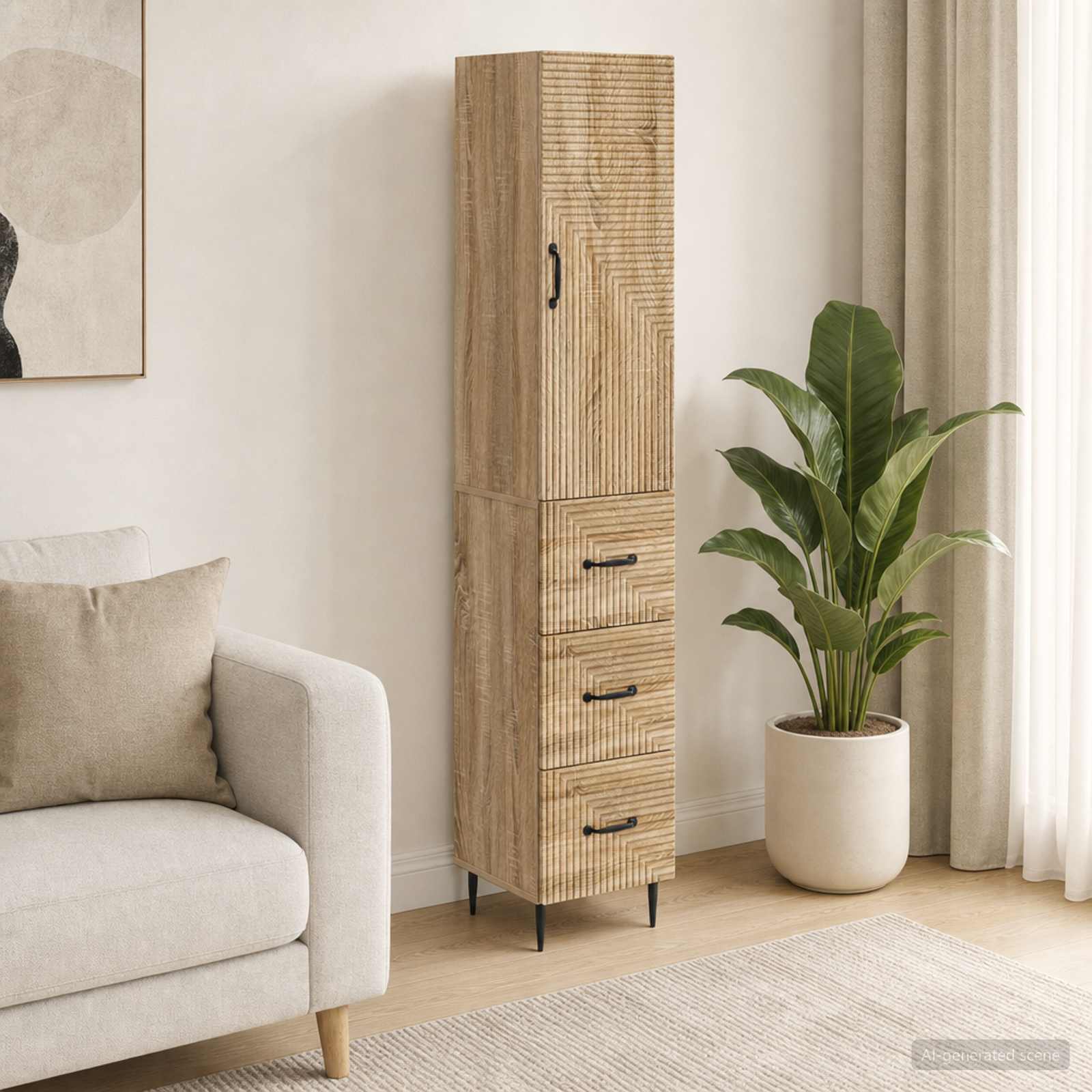 vidaXL Cabinet Set 2 pcs 33 x 34.5 x 90 cm Engineered Wood Sonoma Oak 1