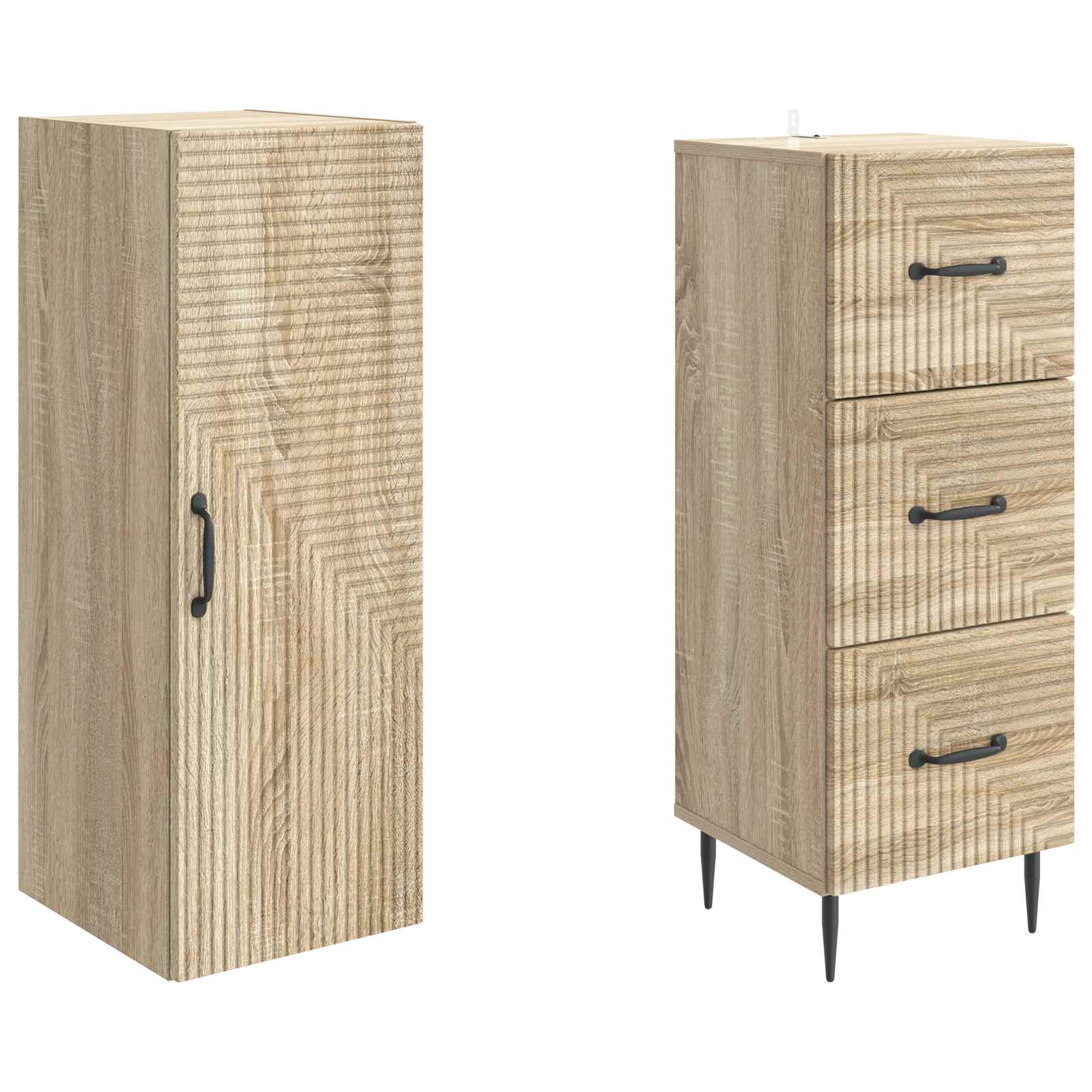 vidaXL Cabinet Set 2 pcs 33 x 34.5 x 90 cm Engineered Wood Sonoma Oak 4