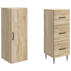 vidaXL Cabinet Set 2 pcs 33 x 34.5 x 90 cm Engineered Wood Sonoma Oak 4