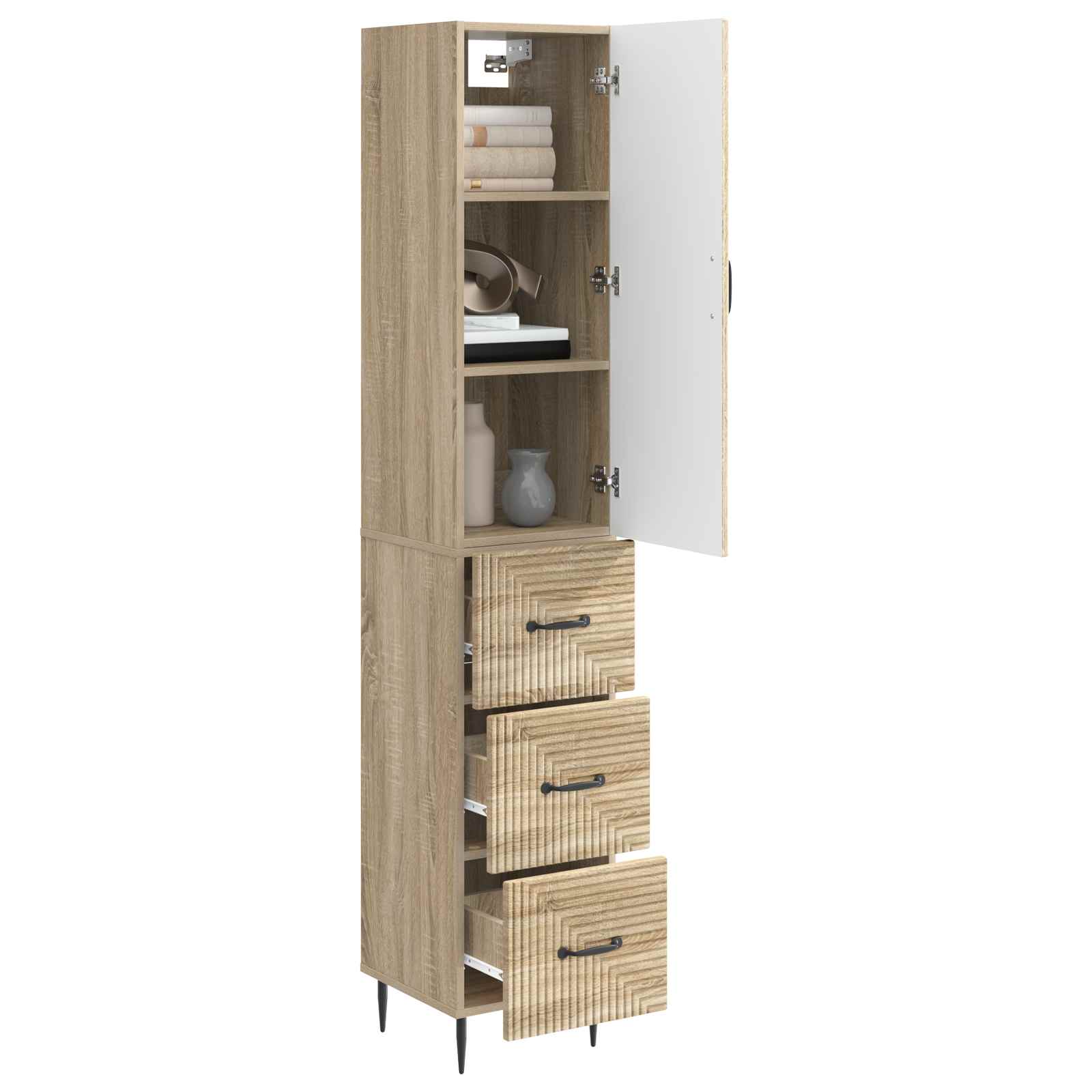 vidaXL Cabinet Set 2 pcs 33 x 34.5 x 90 cm Engineered Wood Sonoma Oak 3