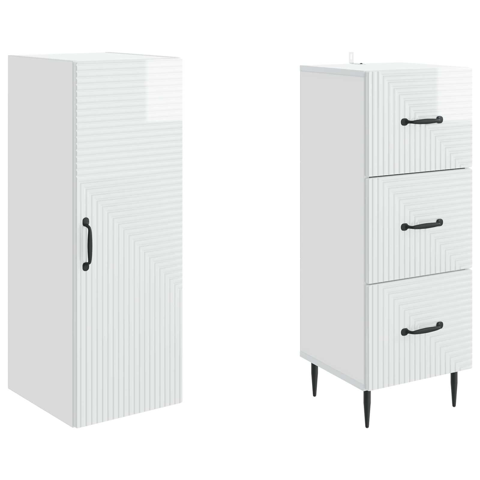 vidaXL Cabinet Set 2 pcs 33 x 34.5 x 90 cm Engineered Wood 4