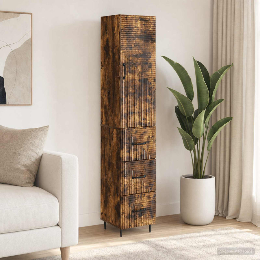 vidaXL Cabinet Set 2 pcs 33 x 34.5 x 90 cm Engineered Wood Smoked Oak 1
