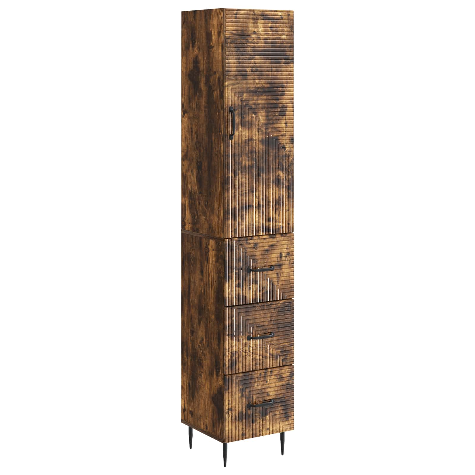 vidaXL Cabinet Set 2 pcs 33 x 34.5 x 90 cm Engineered Wood Smoked Oak 2