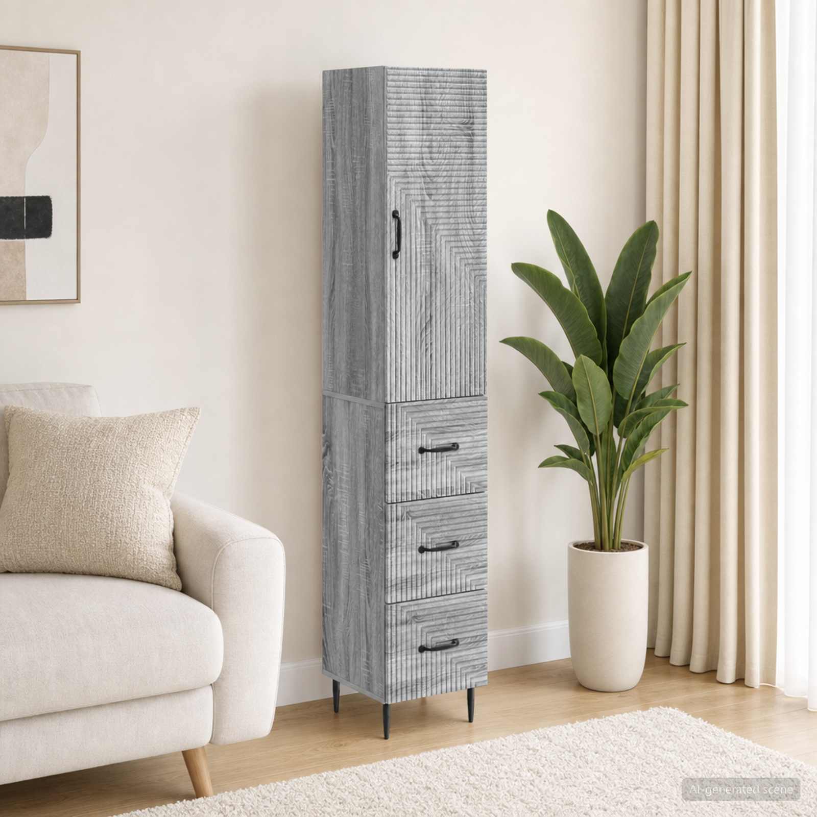 vidaXL Cabinet Set 2 pcs 33 x 34.5 x 90 cm Engineered Wood Grey Sonoma 1