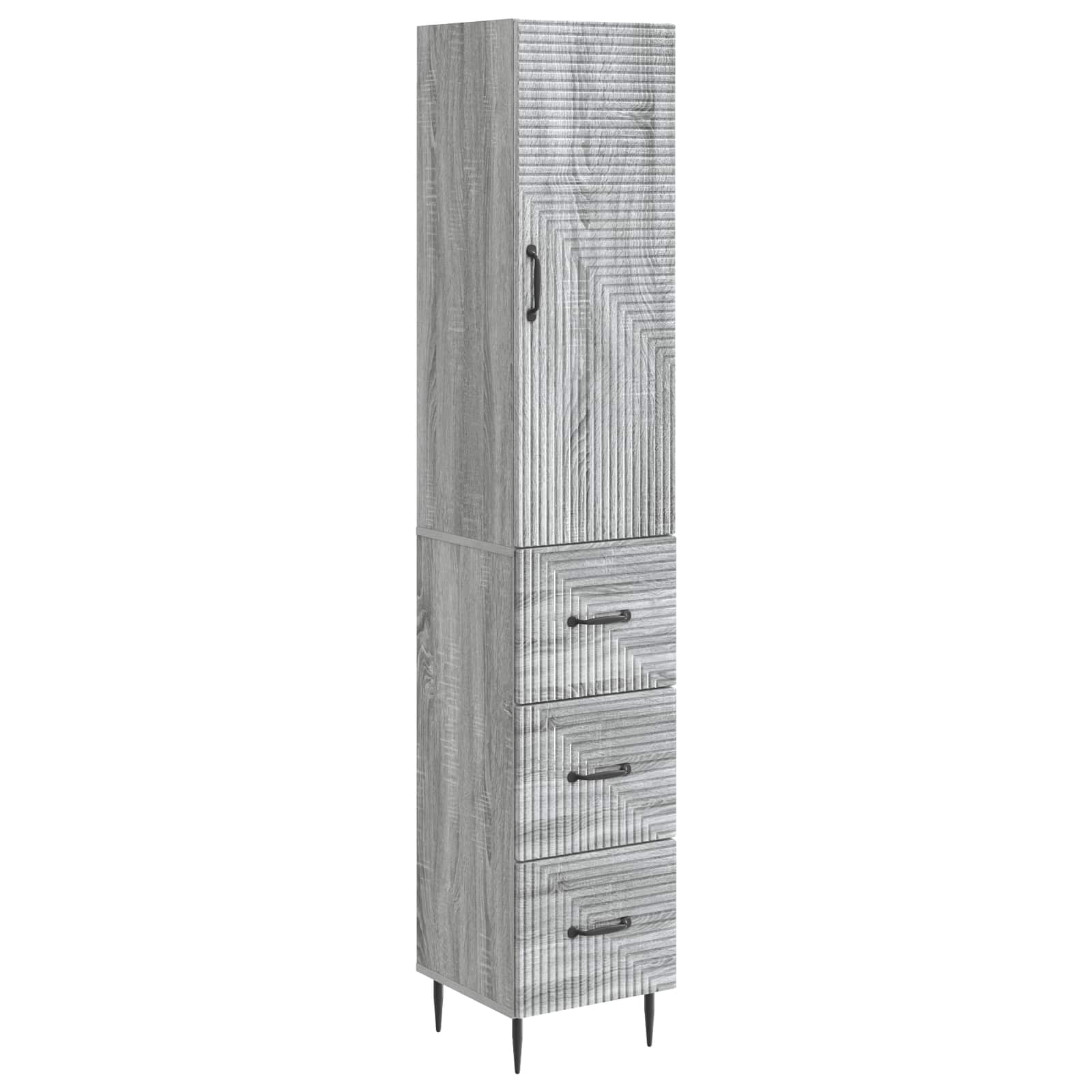 vidaXL Cabinet Set 2 pcs 33 x 34.5 x 90 cm Engineered Wood Grey Sonoma 2