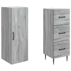 vidaXL Cabinet Set 2 pcs 33 x 34.5 x 90 cm Engineered Wood Grey Sonoma 4