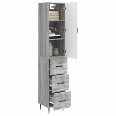 vidaXL Cabinet Set 2 pcs 33 x 34.5 x 90 cm Engineered Wood Grey Sonoma 3