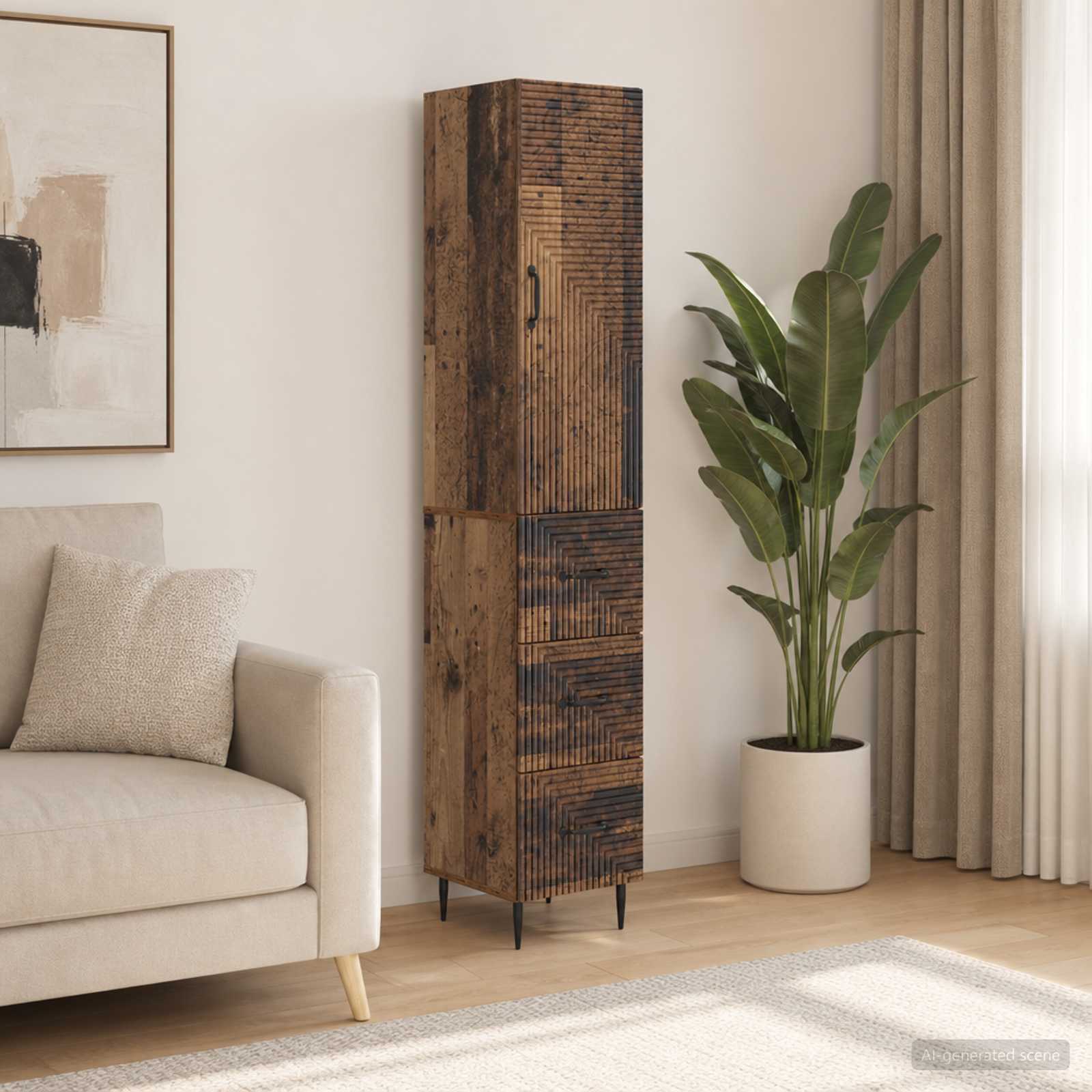 vidaXL Cabinet Set 2 pcs 33 x 34.5 x 90 cm Engineered Wood Old Wood 1