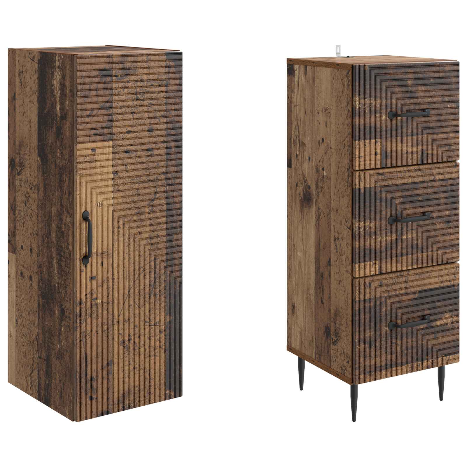 vidaXL Cabinet Set 2 pcs 33 x 34.5 x 90 cm Engineered Wood Old Wood 4