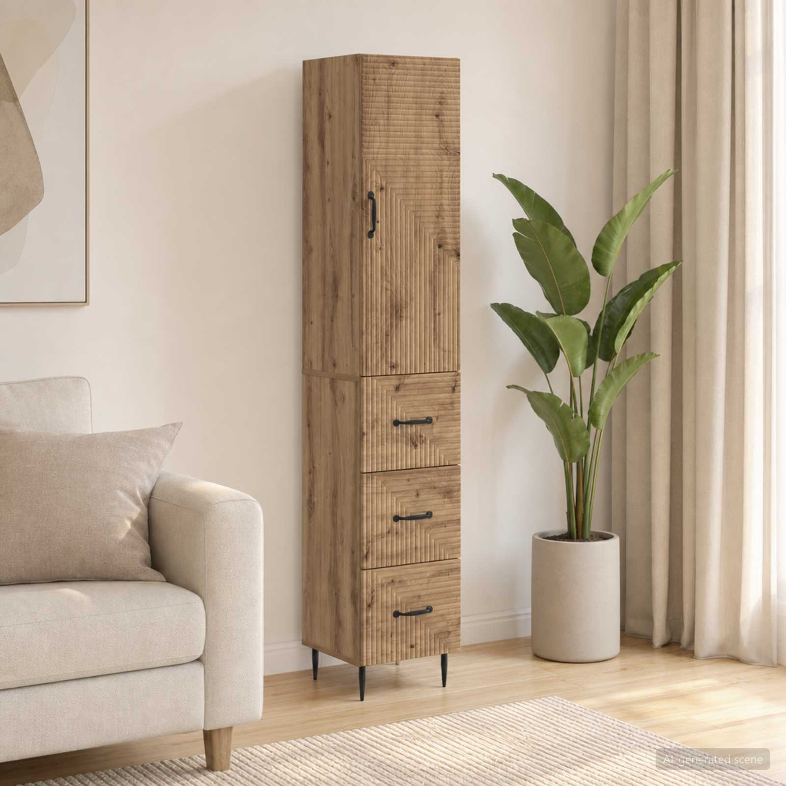 vidaXL Cabinet Set 2 pcs 33 x 34.5 x 90 cm Engineered Wood Artisan Oak 1