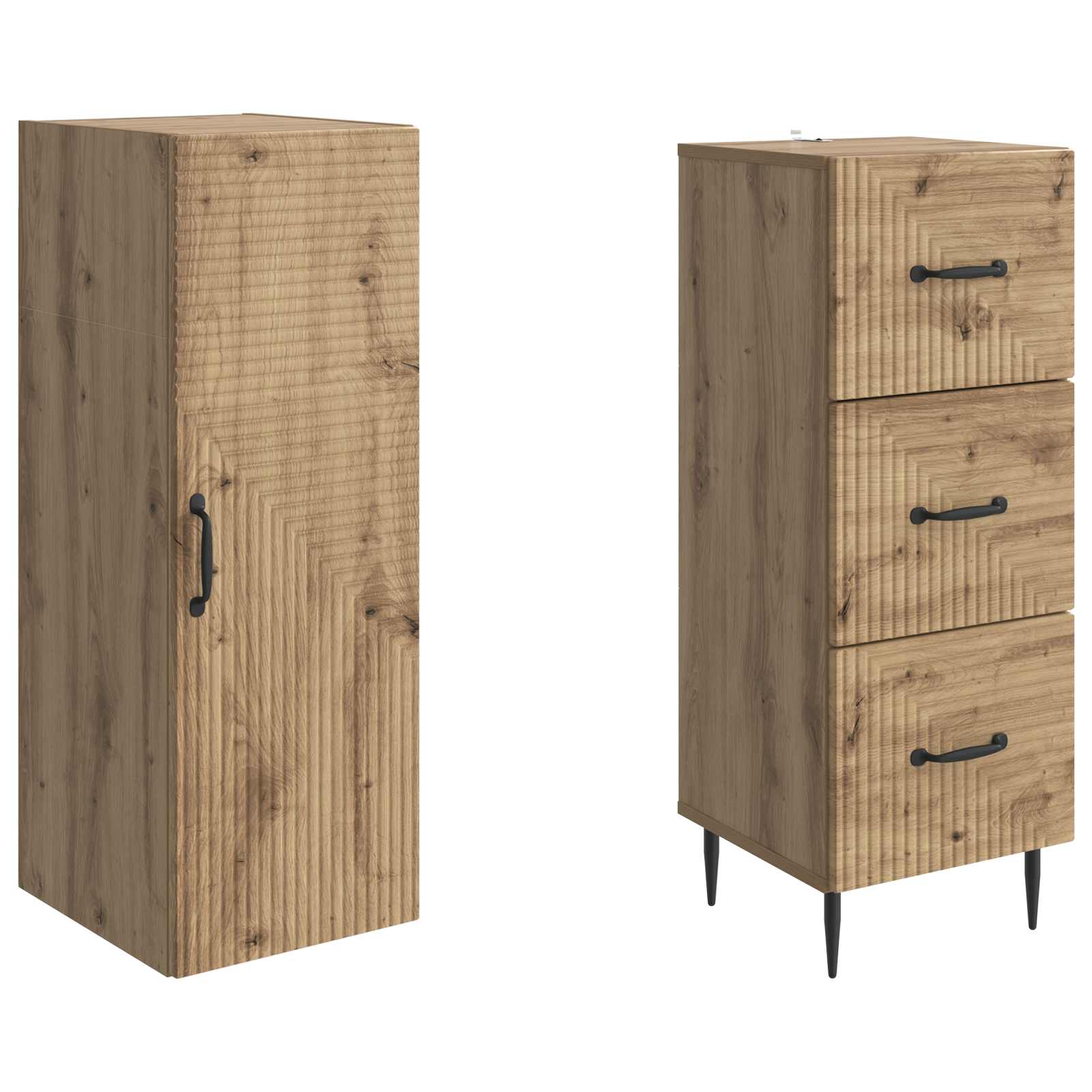 vidaXL Cabinet Set 2 pcs 33 x 34.5 x 90 cm Engineered Wood Artisan Oak 4