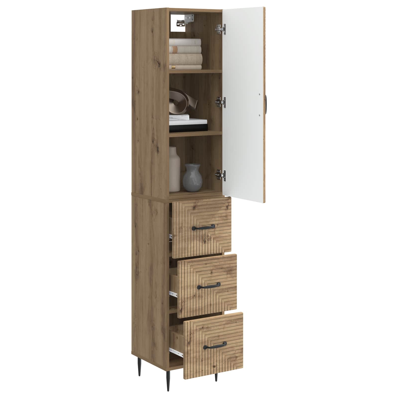 vidaXL Cabinet Set 2 pcs 33 x 34.5 x 90 cm Engineered Wood Artisan Oak 3