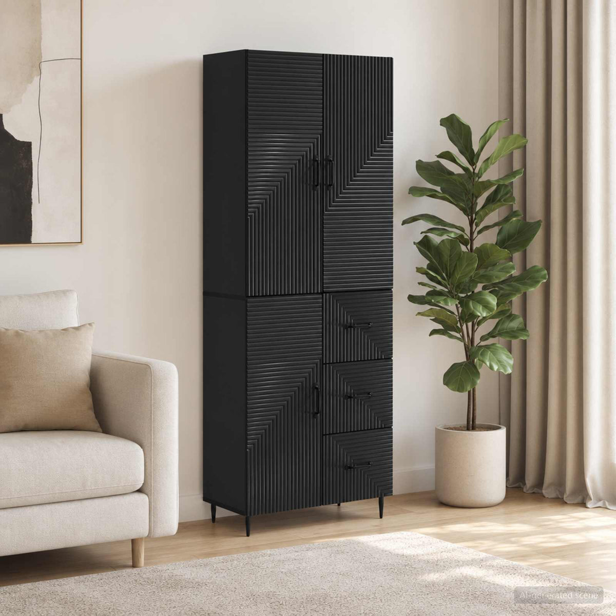 vidaXL Cabinet Set 2 pcs Black 66 x 34.5 x 89.5 cm Engineered Wood 1