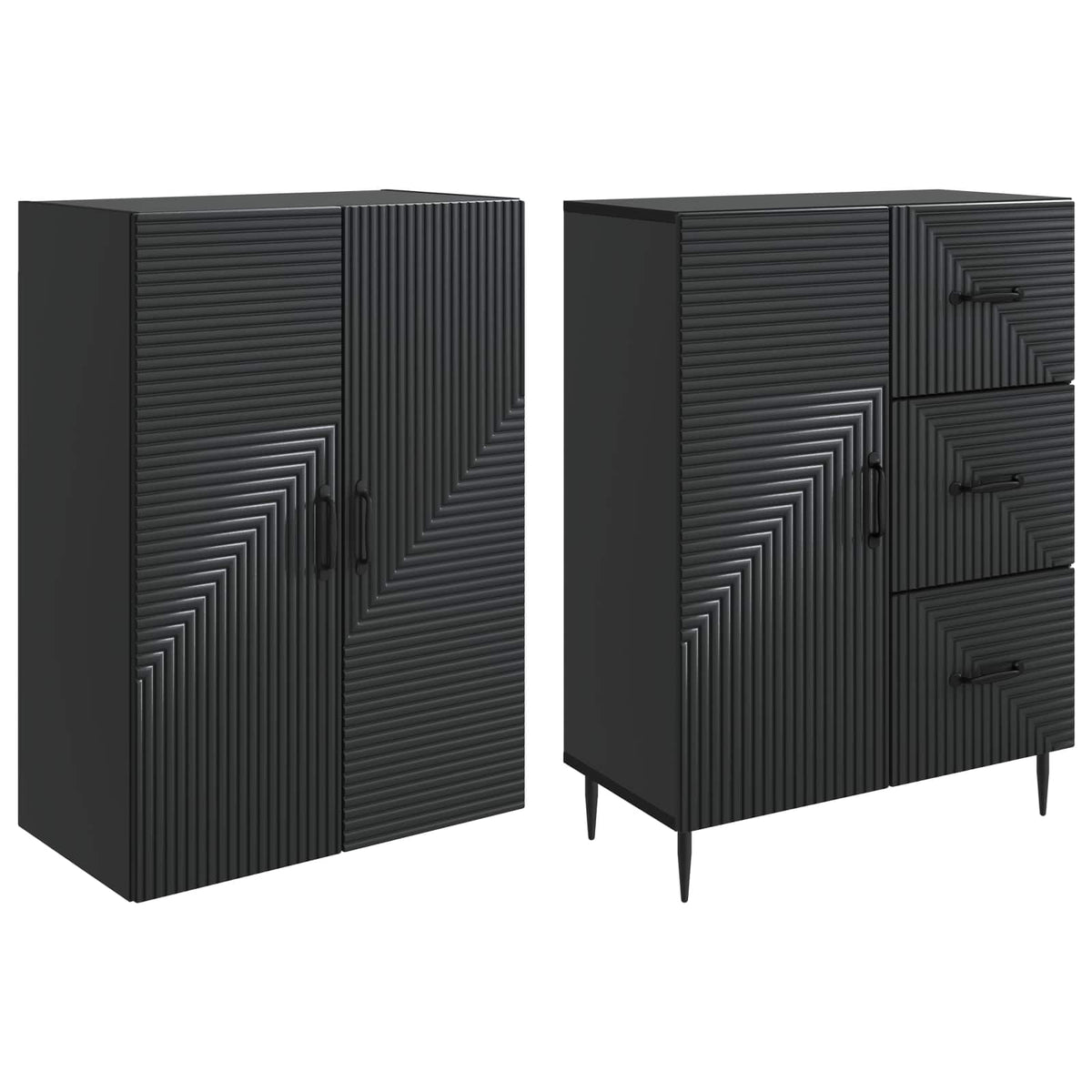 vidaXL Cabinet Set 2 pcs Black 66 x 34.5 x 89.5 cm Engineered Wood 4