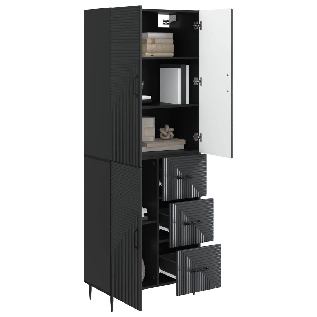 vidaXL Cabinet Set 2 pcs Black 66 x 34.5 x 89.5 cm Engineered Wood 3