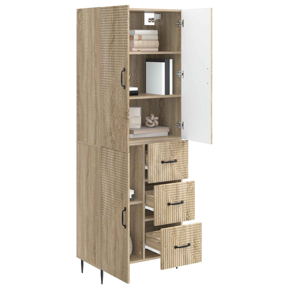 vidaXL Cabinet Set 2 pcs Sonoma Oak 66 x 34.5 x 89.5 cm 3