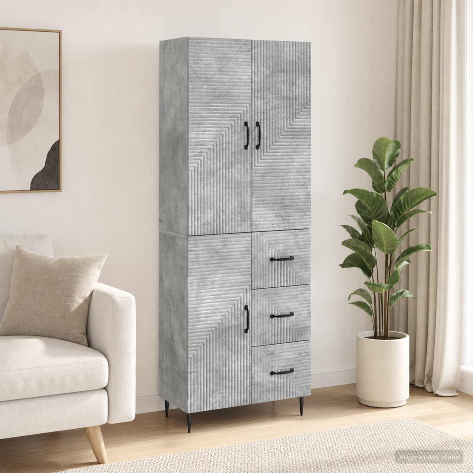 vidaXL Cabinet Set 2 pcs Concrete Grey 66 x 34.5 x 89.5 cm 1