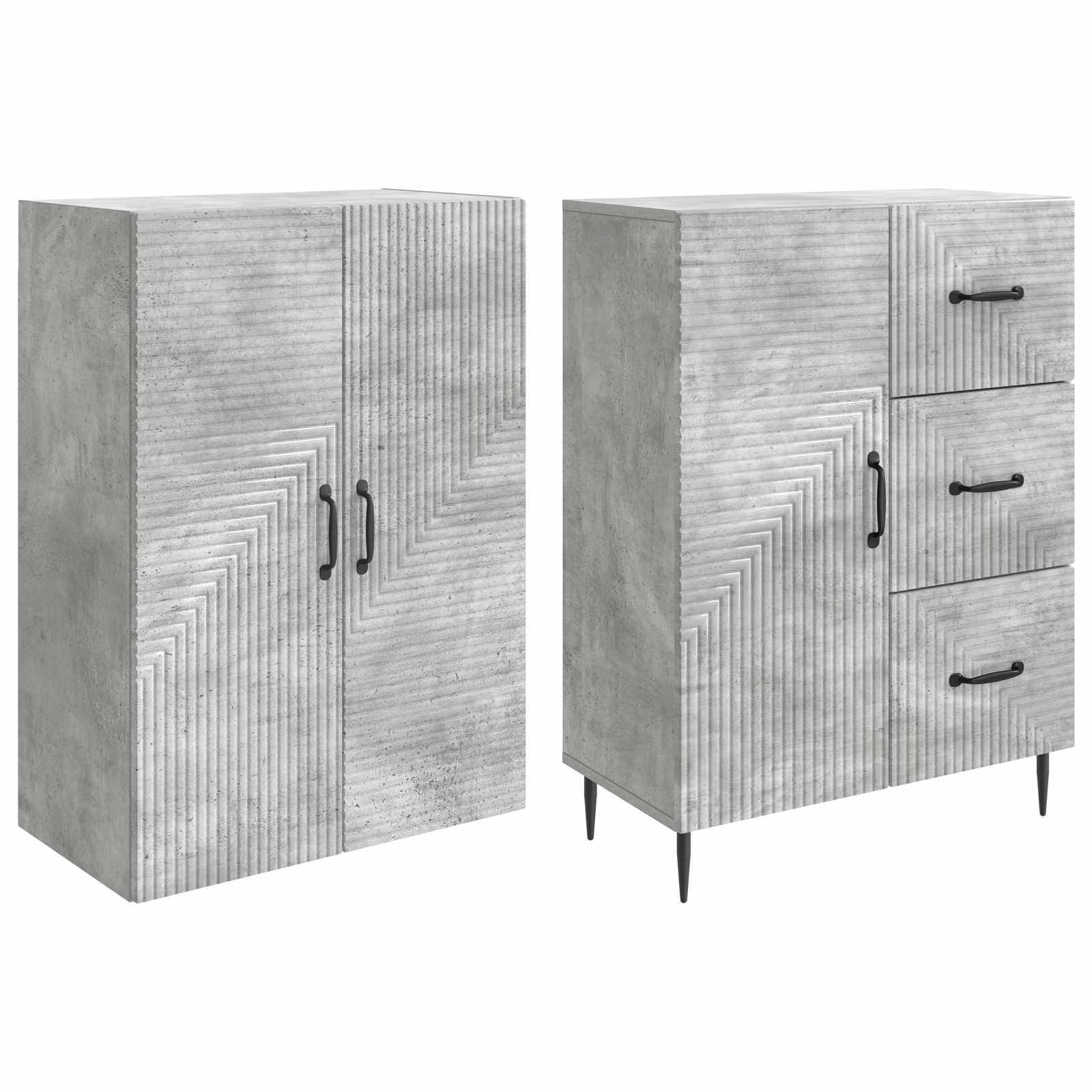 vidaXL Cabinet Set 2 pcs Concrete Grey 66 x 34.5 x 89.5 cm 4