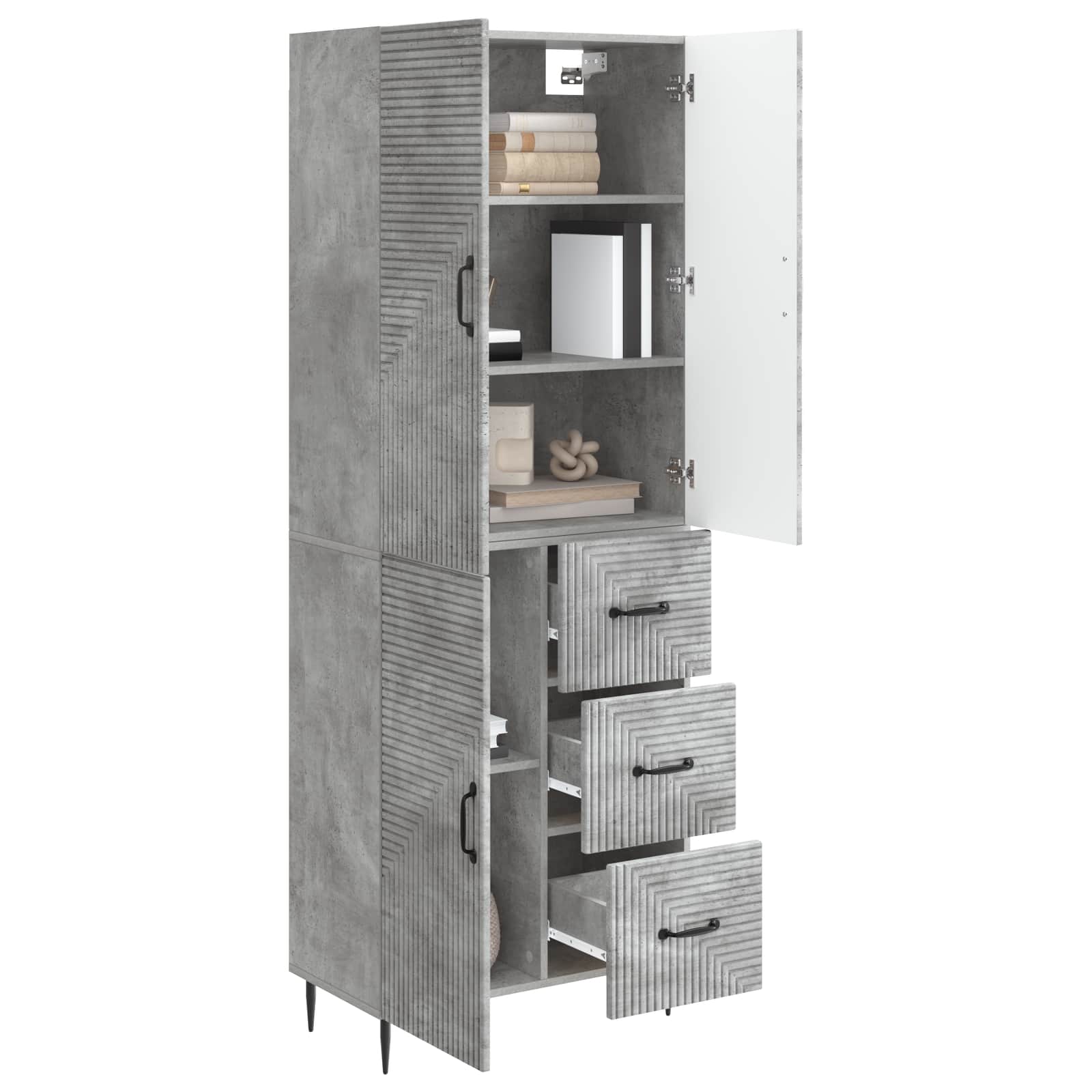 vidaXL Cabinet Set 2 pcs Concrete Grey 66 x 34.5 x 89.5 cm 3
