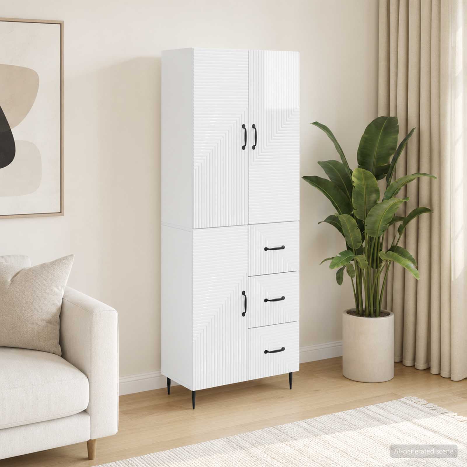 vidaXL Cabinet Set 2 pcs High Gloss White 66 x 34.5 x 89.5 cm 1