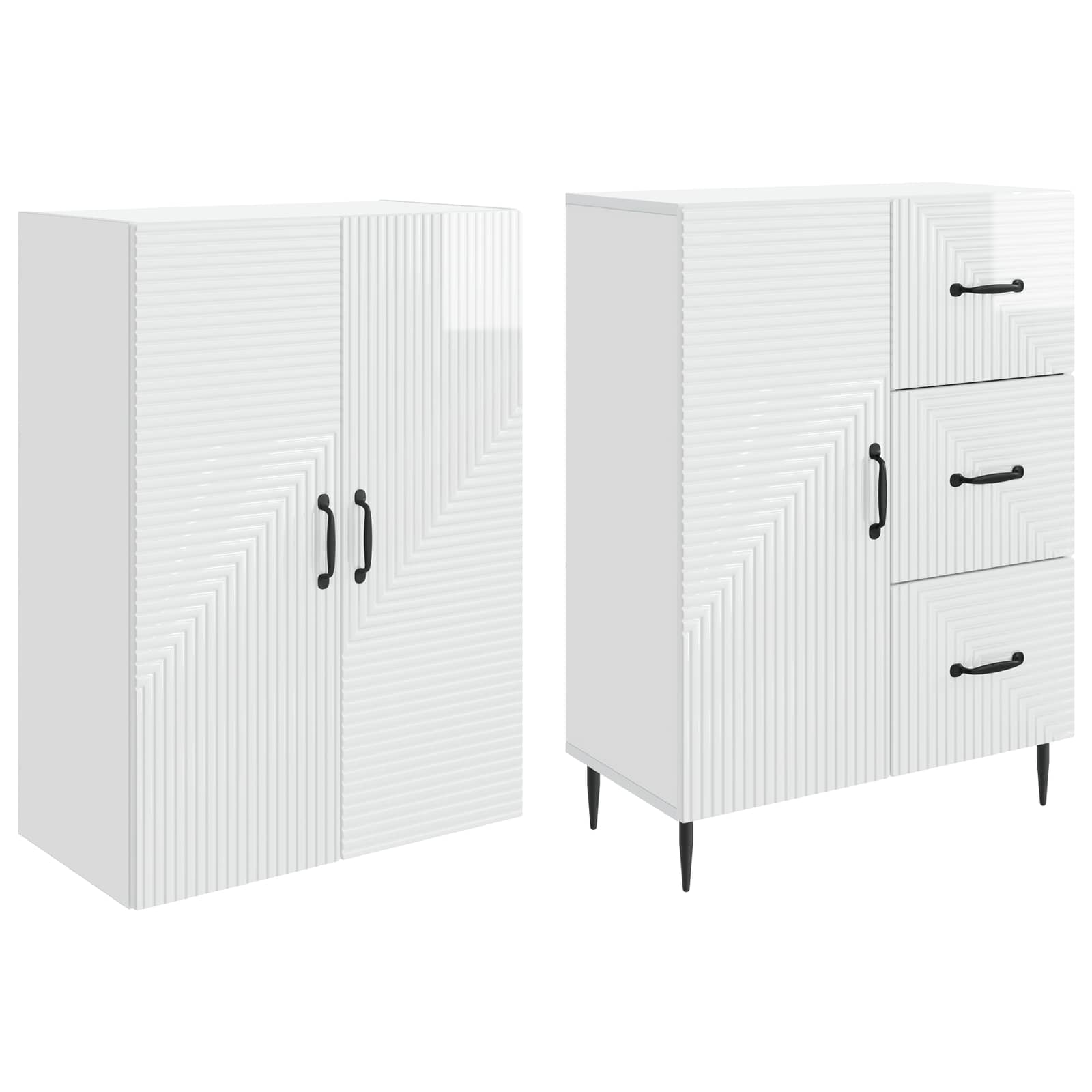 vidaXL Cabinet Set 2 pcs High Gloss White 66 x 34.5 x 89.5 cm 4