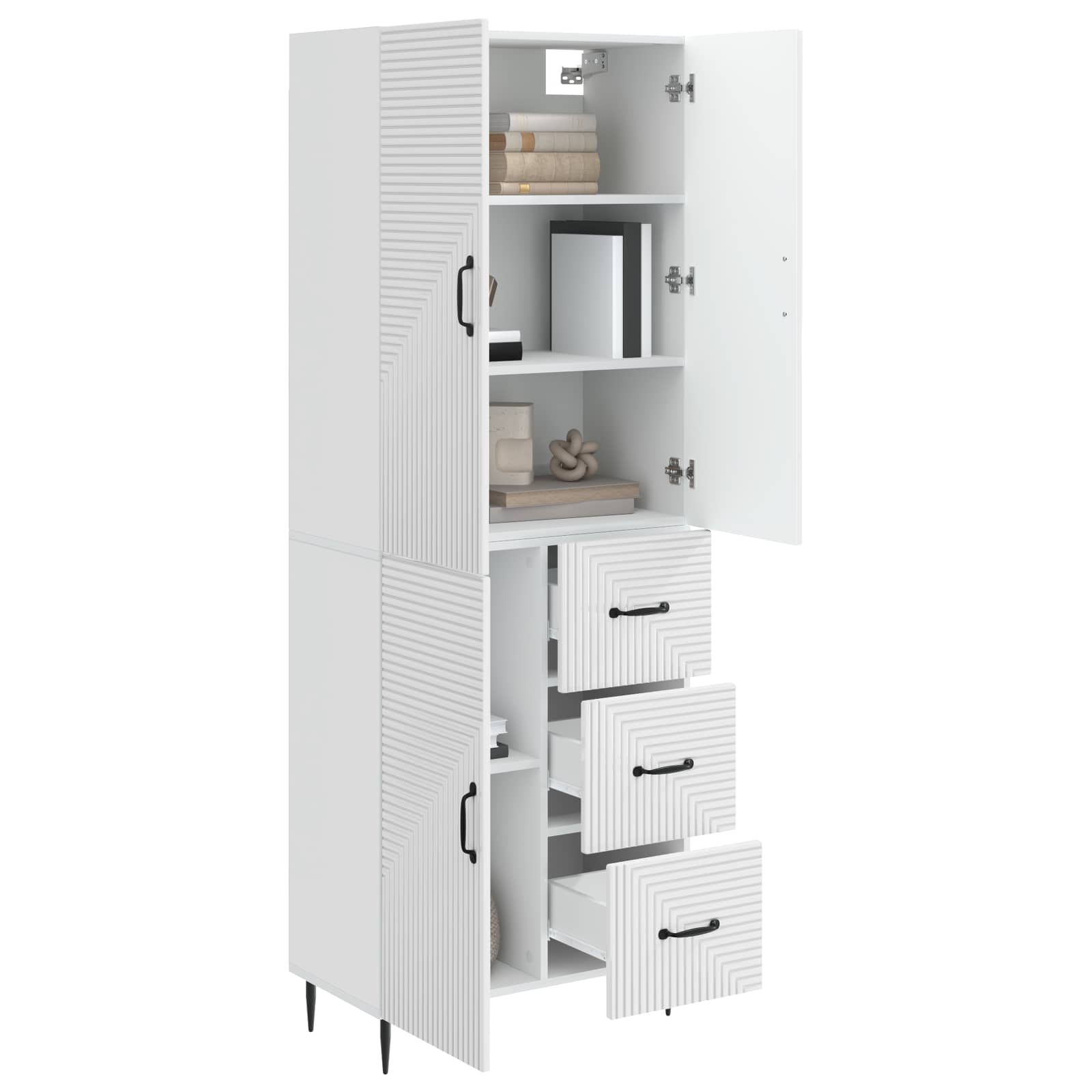 vidaXL Cabinet Set 2 pcs High Gloss White 66 x 34.5 x 89.5 cm 3