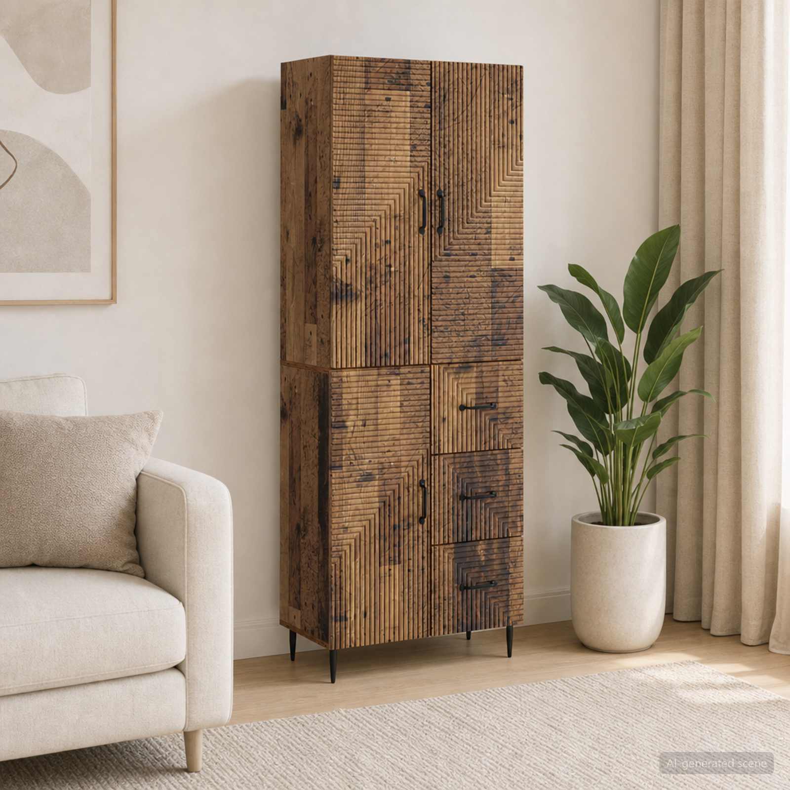 vidaXL Cabinet Set 2 pcs Old Wood 66 x 34.5 x 89.5 cm Engineered Wood 1
